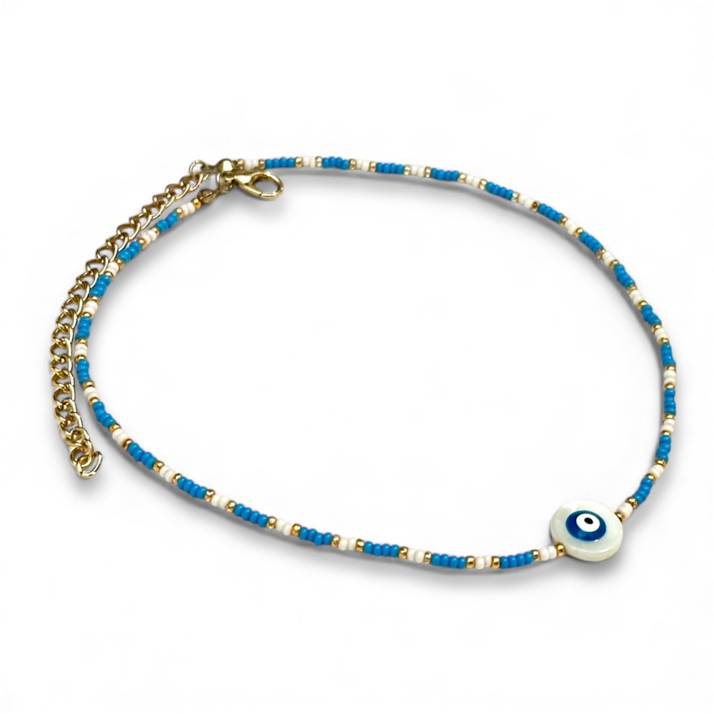 Evil Eye Glass Beaded Choker Necklace